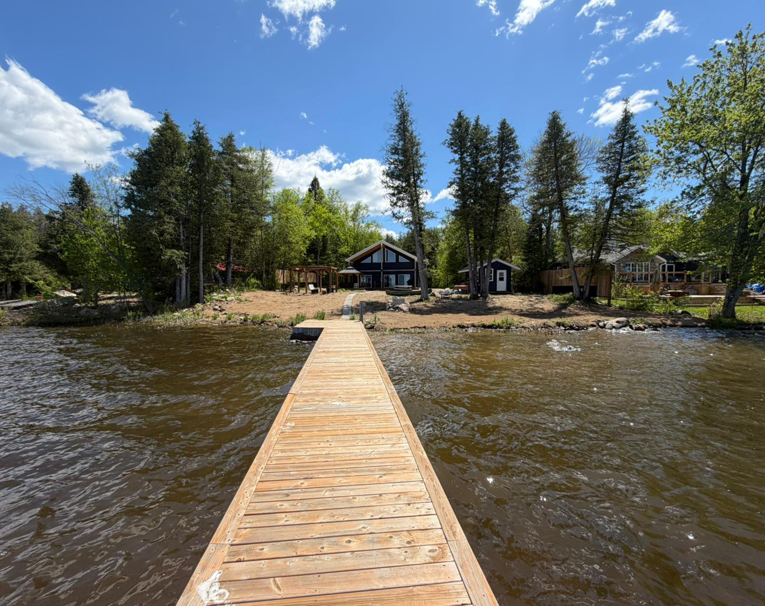 140-foot private dock reaching into Golden Lake